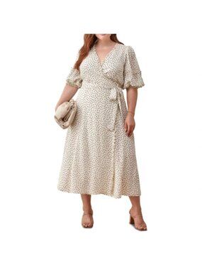 Reformation Tanna Polka Dot Wrap Midi Dress 1X
